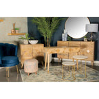 Austin Natural Checkered Pattern 3-door Accent Cabinet