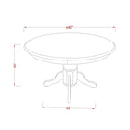 East West Furniture Kitchen Table Set- a Round Table and Black Color Linen Fabric Chairs, Black (Pieces Option)