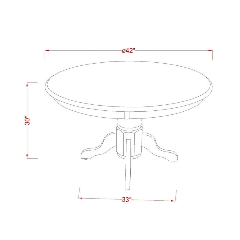 East West Furniture Kitchen Table Set- a Round Table and Black Color Linen Fabric Chairs, Black (Pieces Option)