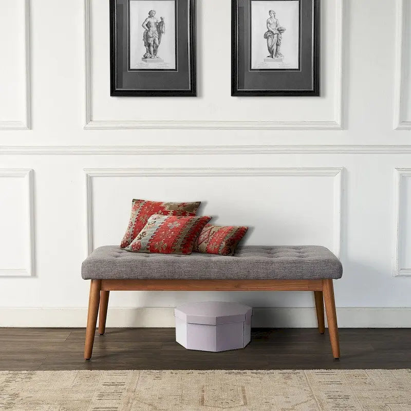 Crosley Landon Upholstered Bench In Acorn - 43.25  W x 16  D x 16.88  H