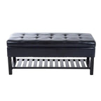 Porch & Den Westfield 44-inch Black PU Leather Tufted Shoe Rack Ottoman Storage Bench