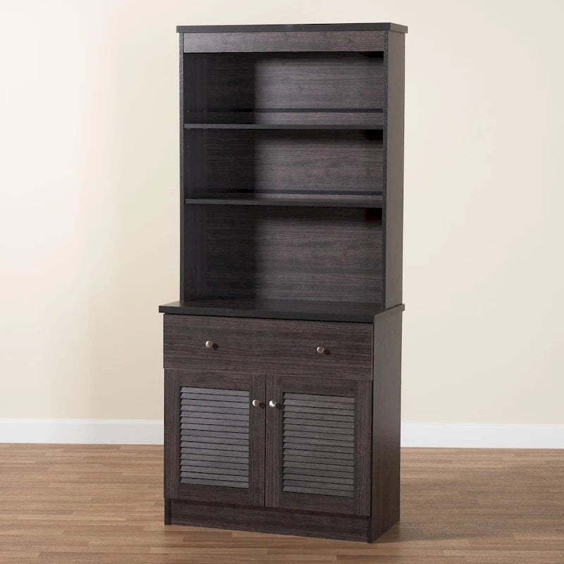 Traditional Dark Brown Wood Kitchen Storage by Baxton Studio