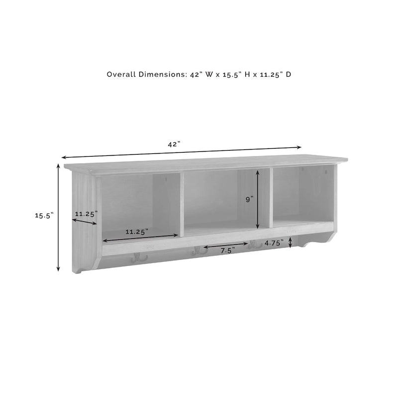 Crosley Brennan White Wood 2-piece Entryway Bench and Shelf Set - 41.5W x 18.25H x 15D