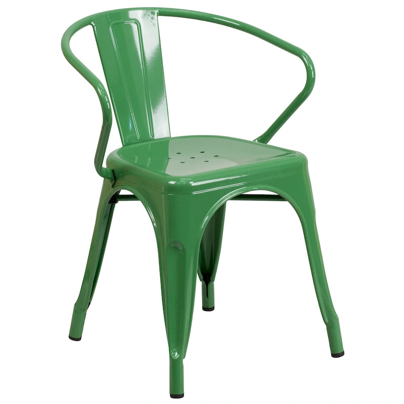 Metal Indoor-Outdoor Chair with Arms - 21.5 W x 19 D x 27.75 H