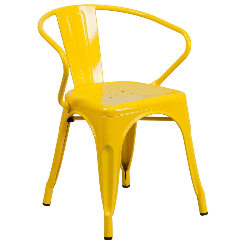 Metal Indoor-Outdoor Chair with Arms - 21.5 W x 19 D x 27.75 H