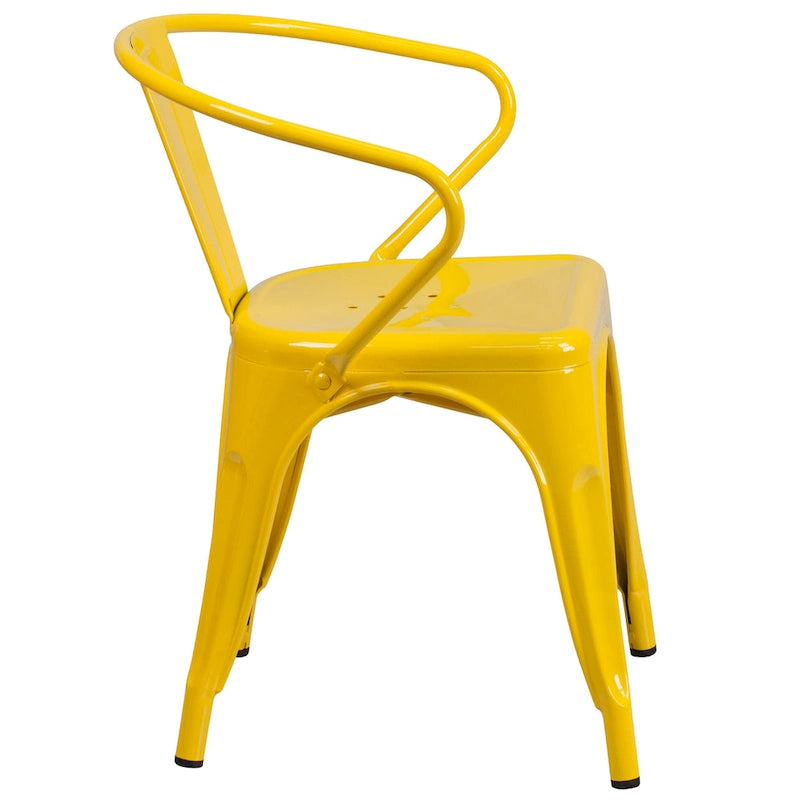 Metal Indoor-Outdoor Chair with Arms - 21.5 W x 19 D x 27.75 H