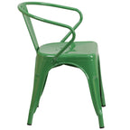 Metal Indoor-Outdoor Chair with Arms - 21.5 W x 19 D x 27.75 H
