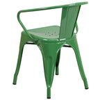 Metal Indoor-Outdoor Chair with Arms - 21.5 W x 19 D x 27.75 H
