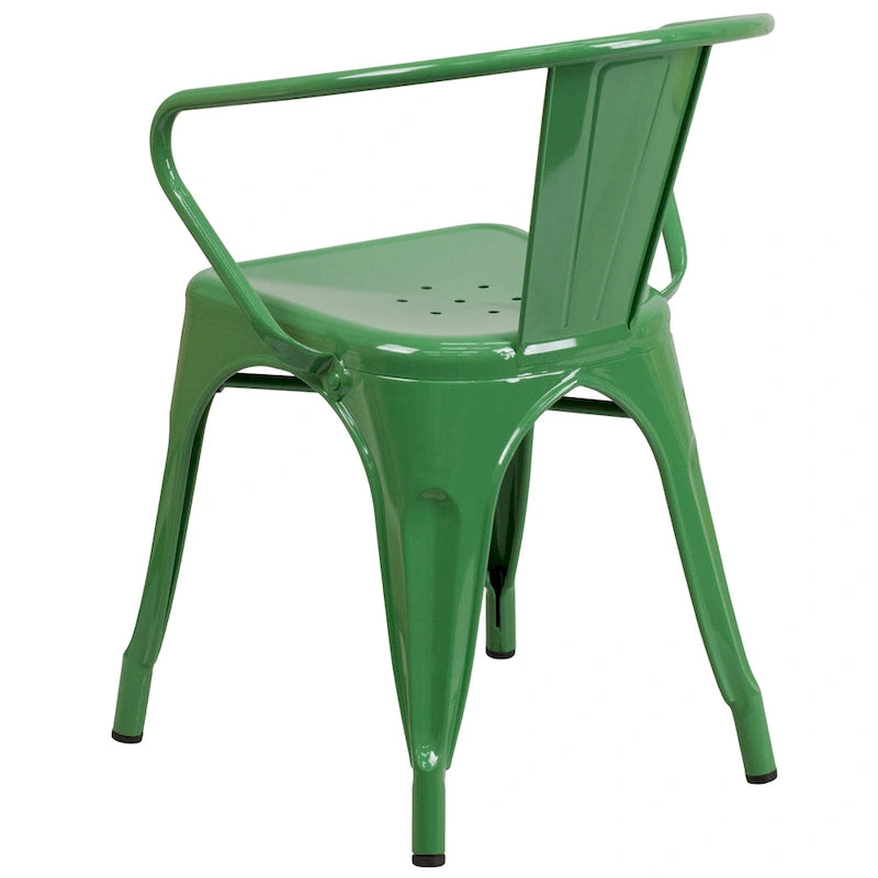 Metal Indoor-Outdoor Chair with Arms - 21.5 W x 19 D x 27.75 H