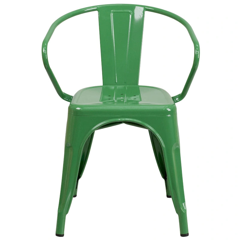 Metal Indoor-Outdoor Chair with Arms - 21.5 W x 19 D x 27.75 H