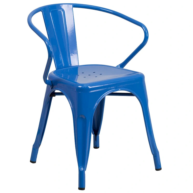 Metal Indoor-Outdoor Chair with Arms - 21.5 W x 19 D x 27.75 H