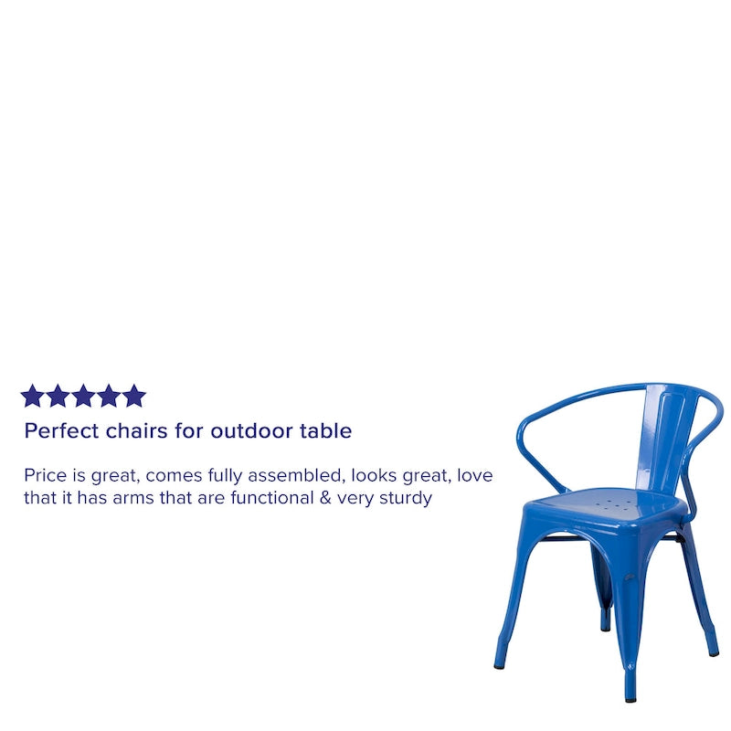 Metal Indoor-Outdoor Chair with Arms - 21.5 W x 19 D x 27.75 H
