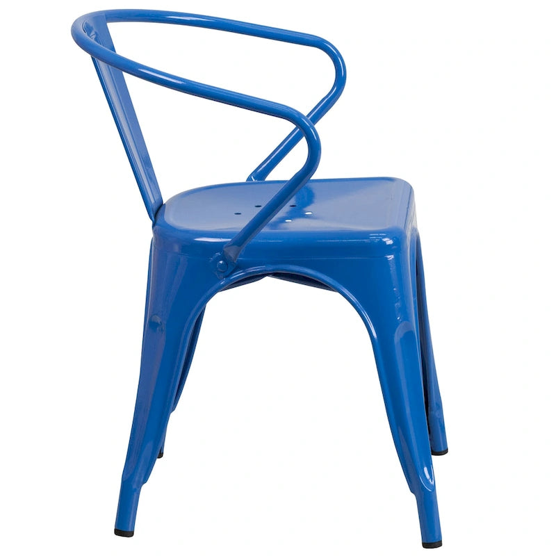 Metal Indoor-Outdoor Chair with Arms - 21.5 W x 19 D x 27.75 H