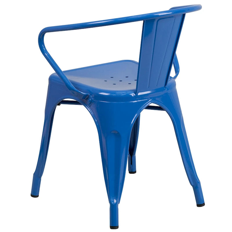 Metal Indoor-Outdoor Chair with Arms - 21.5 W x 19 D x 27.75 H