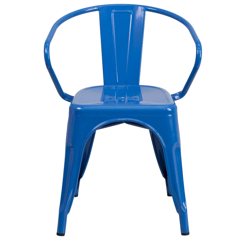 Metal Indoor-Outdoor Chair with Arms - 21.5 W x 19 D x 27.75 H