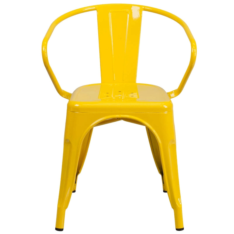 Metal Indoor-Outdoor Chair with Arms - 21.5 W x 19 D x 27.75 H