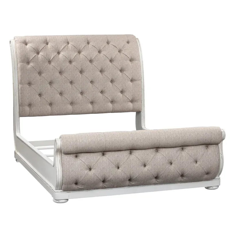 Magnolia Manor Antique White King Upholstered Sleigh Bed
