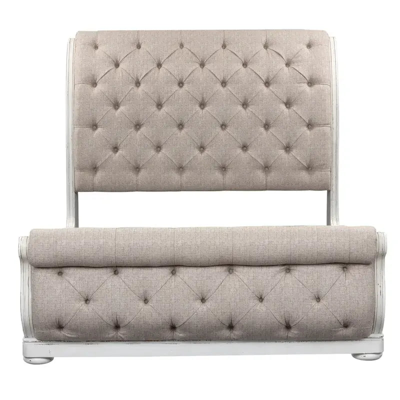 Magnolia Manor Antique White King Upholstered Sleigh Bed