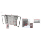 Kitchen Storage Cabinet Buffet with Glass Doors, White