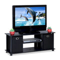 Porch & Den Tompkins Black MDF Entertainment Center with Storage Bins