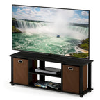 Porch & Den Tompkins Black MDF Entertainment Center with Storage Bins
