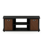 Porch & Den Tompkins Black MDF Entertainment Center with Storage Bins