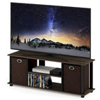Porch & Den Tompkins Black MDF Entertainment Center with Storage Bins