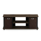 Porch & Den Tompkins Black MDF Entertainment Center with Storage Bins