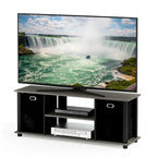 Porch & Den Tompkins Black MDF Entertainment Center with Storage Bins