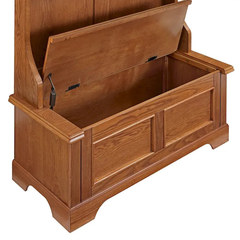 Campbell Hall Tree in Oak Finish - 40 W x 18.5 D x 64.25 H