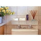 White Rattan Plastic Above-toilet Bathroom Space Saver Shelf