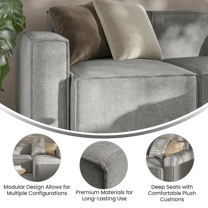 Contemporary Modular Sectional Sofa Left Side Chair with Armrest