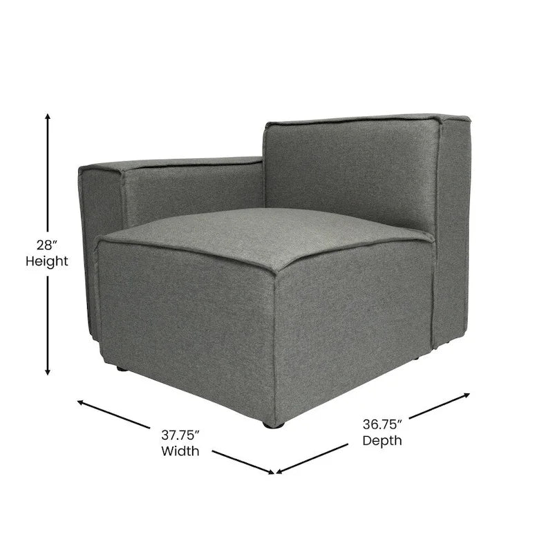 Contemporary Modular Sectional Sofa Left Side Chair with Armrest
