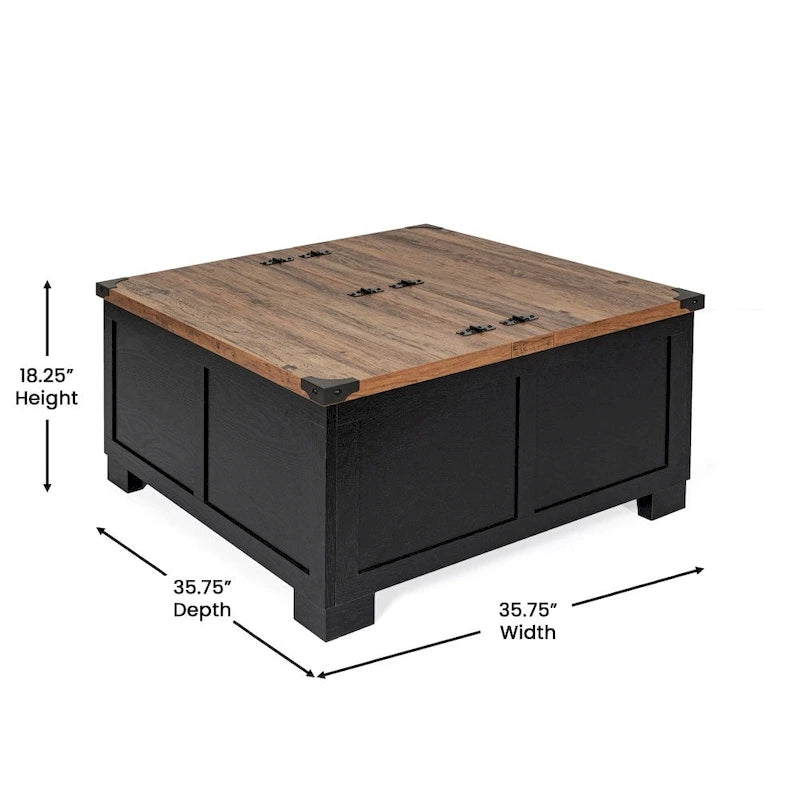 Modern Farmhouse Coffee Table with Hidden Interior Storage