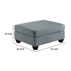 32 Inch Modern Square Ottoman with Plush Foam Seating, Gray Linen Fabric