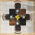 Kitchen Table Dining Table for 4 with Storage Shelf Metal Legs Wood Table Top for Home Dining Room Living Room