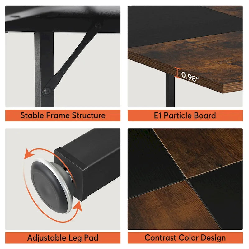 Kitchen Table Dining Table for 4 with Storage Shelf Metal Legs Wood Table Top for Home Dining Room Living Room