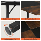 Kitchen Table Dining Table for 4 with Storage Shelf Metal Legs Wood Table Top for Home Dining Room Living Room
