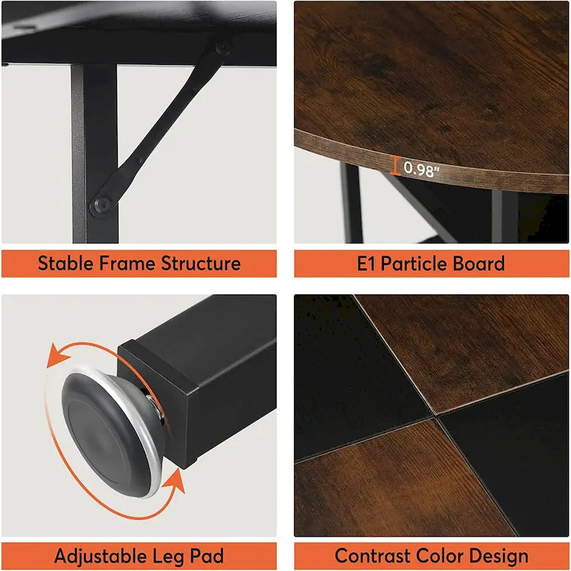 Kitchen Table Dining Table for 4 with Storage Shelf Metal Legs Wood Table Top for Home Dining Room Living Room