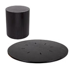 Round Fluted Pedestal Dining Table for 2-6 People - Black/Natural Oak