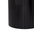 Round Fluted Pedestal Dining Table for 2-6 People - Black/Natural Oak