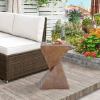 Natural Wood Geometric Concrete Side Table for 1 Person