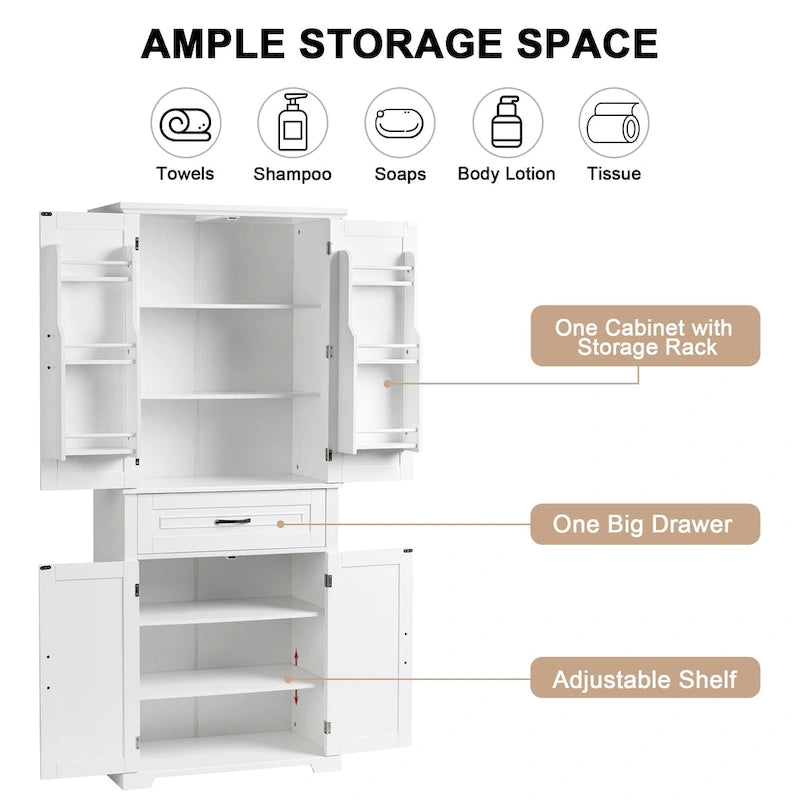 Bathroom Storage Cabinet with Drawer and Adjustable Shelf