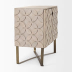 Excelsior Light Brown Solid Wood w/ Gold Iron Base & 2 Door Accent Cabinet