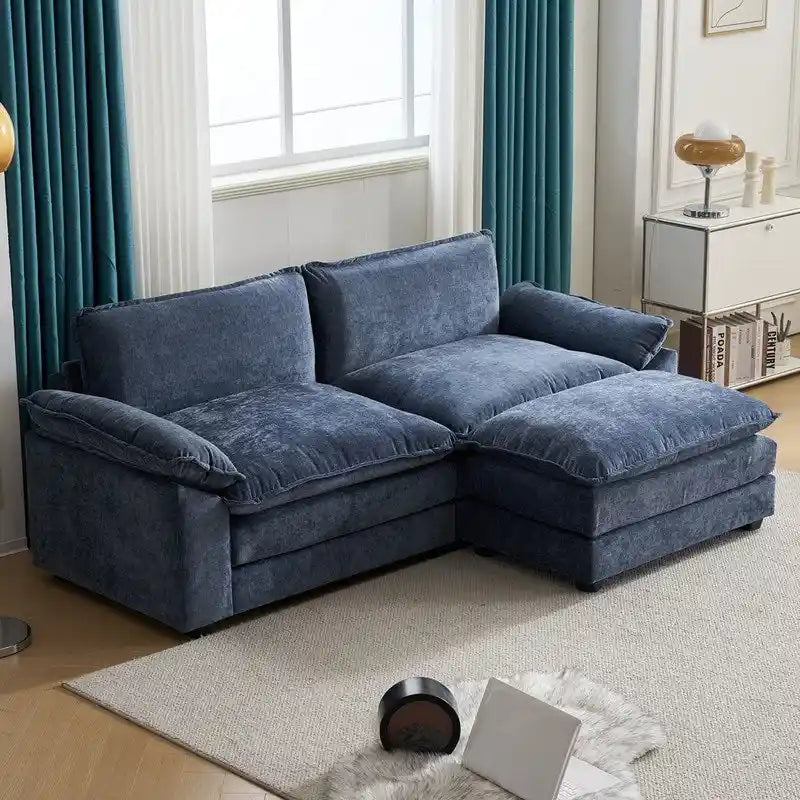 217*141*85 Chenille Two-Seater With Footstool Double Bag Indoor Double Sofa - 2+1
