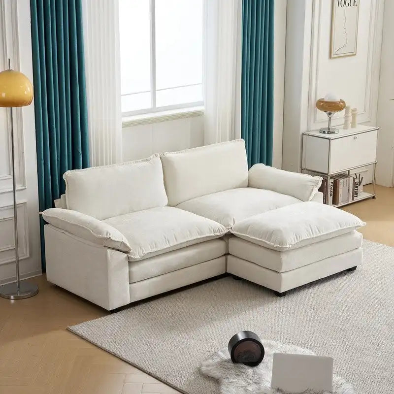 217*141*85 Chenille Two-Seater With Footstool Double Bag Indoor Double Sofa - 2+1