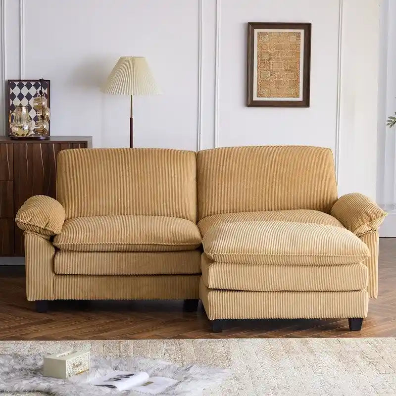 217*141*85 Chenille Two-Seater With Footstool Double Bag Indoor Double Sofa - 2+1