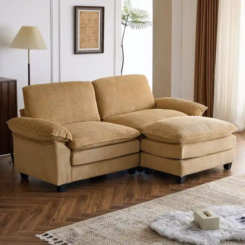 217*141*85 Chenille Two-Seater With Footstool Double Bag Indoor Double Sofa - 2+1