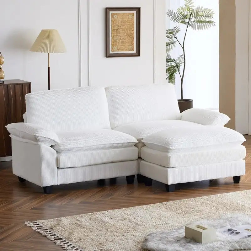 217*141*85 Chenille Two-Seater With Footstool Double Bag Indoor Double Sofa - 2+1