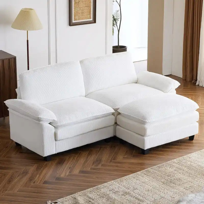 217*141*85 Chenille Two-Seater With Footstool Double Bag Indoor Double Sofa - 2+1